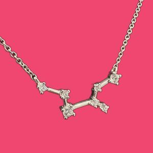 925 Sterling Silver CZ Virgo Necklace - Zodiac Constellation VN